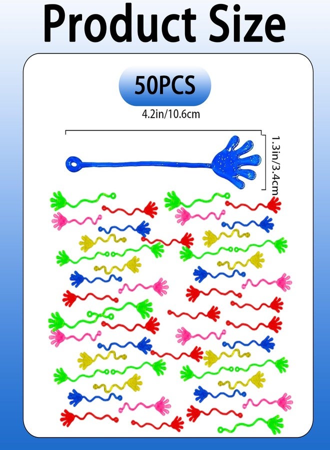 BdelrinQue 50pcs Sticky Hands for Kids, Sticky Hand Toy, Stretchy and Colorful Sticky Toys, Fun Party Favors for Birthday Parties and Classroom Rewards - Image 2